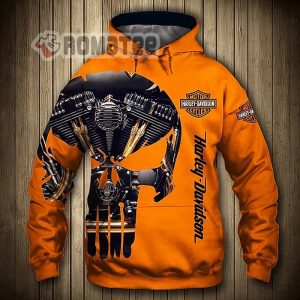 Motorcycles Head in Punisher Skull Right Harley Davidson 3D All Over Print Hoodie