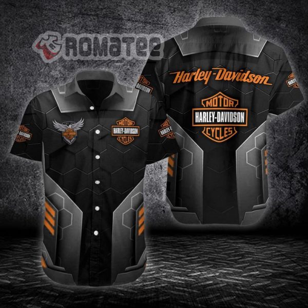 Motorcycles Armor Style Big Honey Pattern Harley Davidson 3D All Over Print Hawaiian Shirt