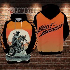 Motorcycles Man Driving In The Sunrise Harley Davidson 3D All Over Print Hoodie