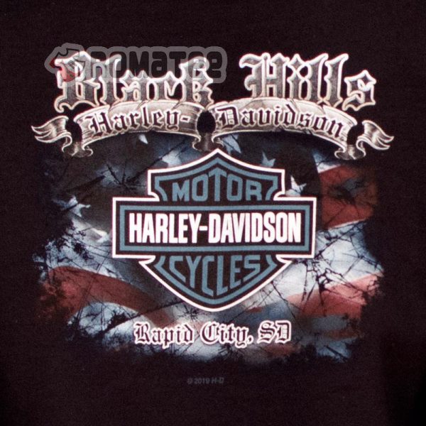 Mount Rushmore American Flag Race Harley Davidson Black Hill Rally Hoodie