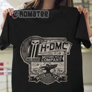 One Logo Harley Davidson Skull Ride 2D T-Shirt Live H-DMC Knee Deep In Iron Vintage 2D T-Shirt
