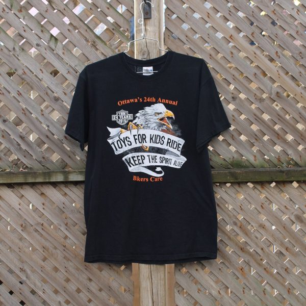 Ottawa’s 24th Annual Toys For Kids Ride Keep The Spirit Alive Harley Davidson Eagle Bikers Care Vintage T-Shirt