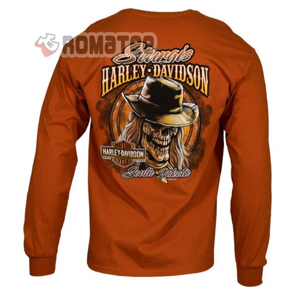 South Dakota Harley Davidson Skull Cowboy Sturgis Trade Mark 2D Long Sleeve