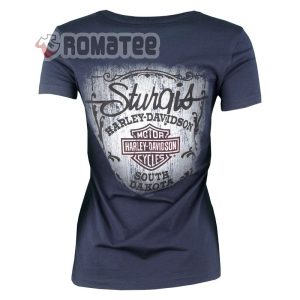 South Dakota Sturgis Harley Davidson Motorcycles Small Right Logo Womens 2D T Shirt 2