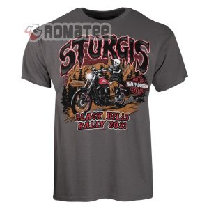 Sturgis Black Hill Rally 2023 Event Harley Davidson Skull Man Motorcycles Mans Grey 2D T Shirt 1