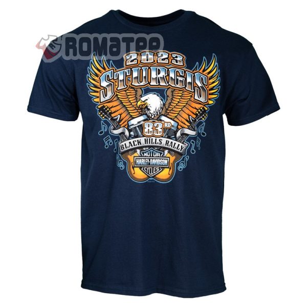 Sturgis Harley Davidson Eagle 2023 Black Hill Rally Sound Navy 2D T-Shirt