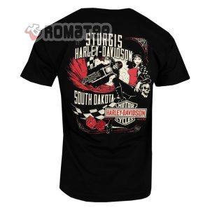 Sturgis Harley Davidson Mens Retro Skull South Dakota Race Dice 2D T Shirt 2