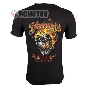 Sturgis Harley Davidson Motorcycles Skull Flaming South Dakota 2D T Shirt