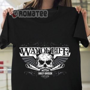 Way Of Life Harley Davidson Motorcycles Skull Cracked Decoration 2D T-Shirt