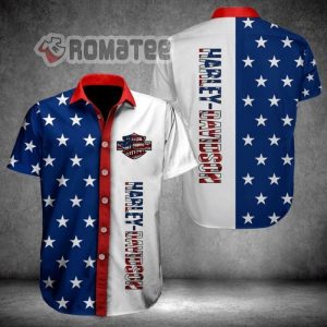 American Flag Two Feature  Harley Davidson 3D All Over Print Hawaiian Shirt