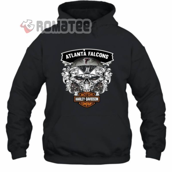 Atlanta Falcons Skull Soocer Team Harley Davidson 2D Hoodie Black