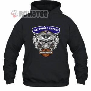 Baltimore Ravens Skull Soocer Team Harley Davidson 2D Hoodie Black