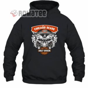 Chicago Bears Skull Soocer Team Harley Davidson 2D Hoodie Black