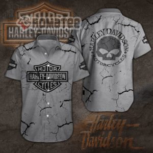 Cracked Skull Harley Davidson Cracked Ground Willie G Skull 3D All Over Print Hawaiian Shirt