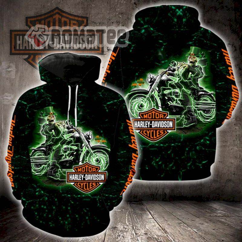 Crazy Skeleton Driving Harley Davidson Hoodie