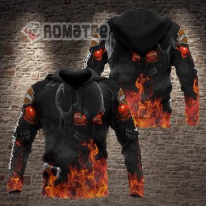Death Angry Skull Flaming Harley Davidson Black Red Eyes Skull 3D All Over Print Hoodie