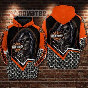 Death Skull Hold Harley Davidson Motorcycles Logo Armor Style 3D All Over Print Hoodie
