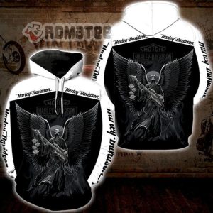Death With Angel Wings Harley Davidson Motorcycles 3D All Over Print Non-color Hoodie
