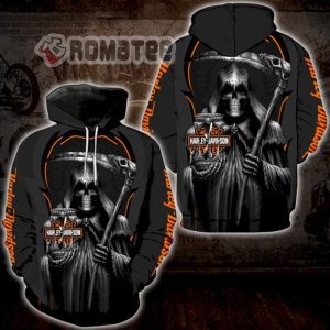 Death With Scythe Hold Harley Davidson Logo In Glass Jar 3D All Over Print Hoodie