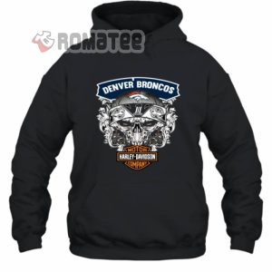 Denver Broncos Skull Soocer Team Harley Davidson 2D Hoodie Black