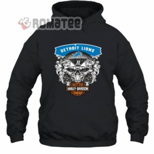 Detroit Lions Skull Soocer Team Harley Davidson 2D Hoodie Black