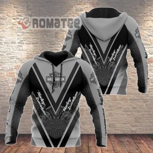 Double Skull Harley Eagle Wings Harley Davidson Motorcycles V Style 3D Grey All Over Print Hoodie