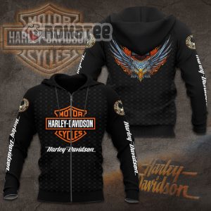 Eagle Flaming Harley Davidson Zip Hoodie 3D All Over Print