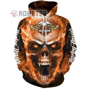 Eagle Harley Davidson Fang Skull Flaming 3D All Over Print Hoodie