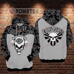 Fang Skull Harley Davidson  Motorcycles Rose Triple Skull Non-color 3D All Over Print Hoodie