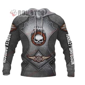 Flaming Willie G Metal Armor Harley Davidson Eagle Wings Logo 3D All Over Print Hoodie