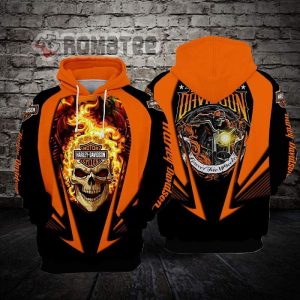 Ghost Rider Flaming Skull Harley Davidson Motorcycles Riding Forever Two Wheels 3D All Over Print Hoodie