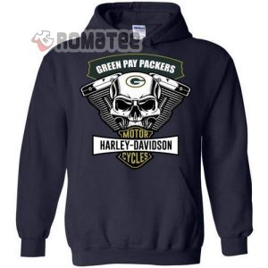 Green Pay Packers Harley Davidson Skull Motorcycles Engine Hoodie