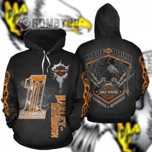Harley Davidson Angry Eagle Motorcycles Club Made With Pride Thunder Engine Finest Quality 3D All Over Print Hoodie