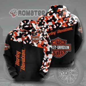 Harley Davidson Cara Orange Army Camo 3D All Over Print Hoodie