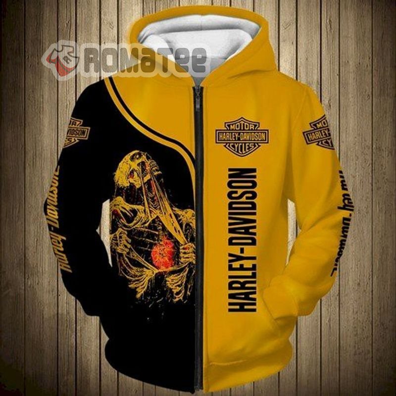 Harley Davidson Crazy Skeleton Heart Zip Hoodie