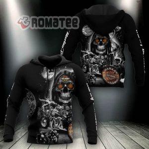Harley Davidson Death Skull Motorcycles Skull Drop Under The Moon 3D All Over Print Hoodie