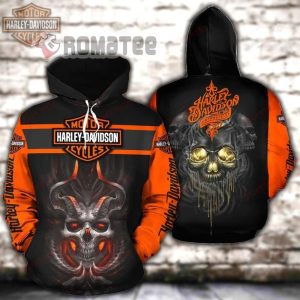 Harley Davidson Devil Buffalo Skull Melt Shine 3D All Over Print Hoodie