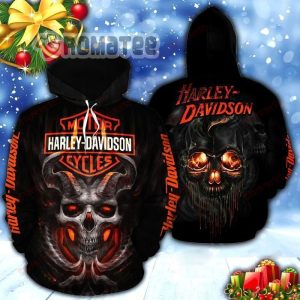 Harley Davidson Devil Buffalo Skull Melt Shine Christmas Gift 3D All Over Print Hoodie