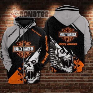 Harley Davidson Devil Fang Skull Blood 3D All Over Print Hoodie