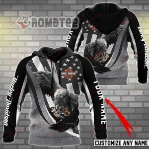 Harley Davidson Eagle American Flag Catching Motorcycles Logo 3D Hoodie All Over Print Custom Name