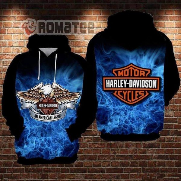 Harley Davidson Eagle American Legend Navy Blue 3D All Over Print Hoodie