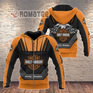 Harley Davidson Eagle Armor Dots Pattern Fake Stitch Marks 3D All Over Print Zip Hoodie