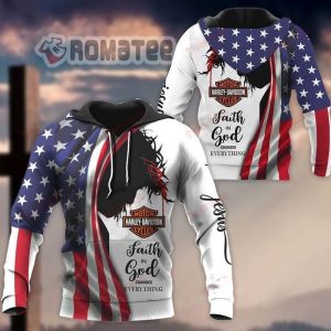 Harley Davidson Faith In God Hoodie Changes Everything 3D All Over Print American Flag Hoodie