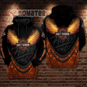 Harley Davidson Hoodie Eagle Wings Glowing Flame 3D All Over Print Hoodie