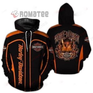 Harley Davidson Hoodie The Devil Face Thunder 3D All Over Print Hoodie