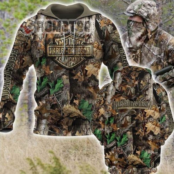 Harley Davidson Jungle Warrior Camouflage 3D Hoodie All Over Print