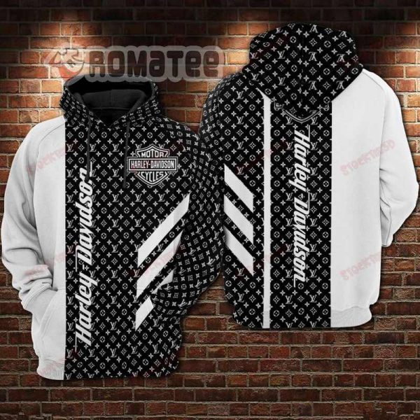 Harley Davidson Louis Vuitton Triple Diagonal 3D All Over Print Hoodie