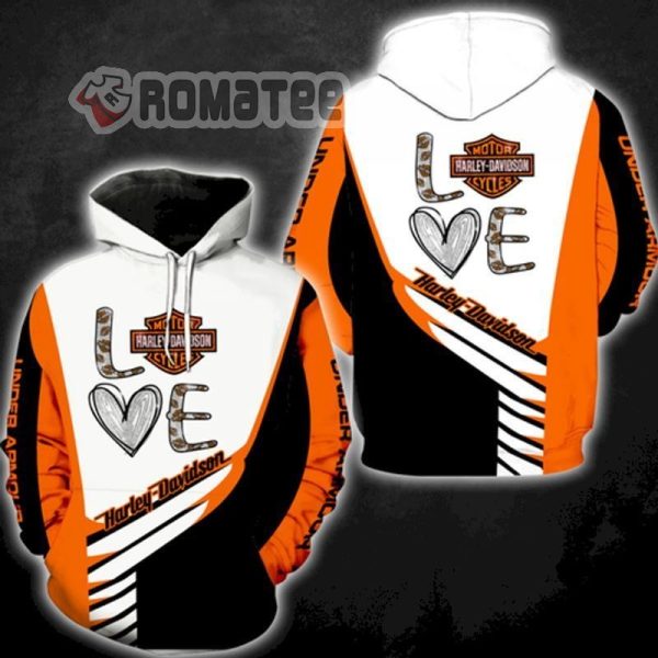 Harley Davidson Love Simple Design Mix Color 3D All Over Print Hoodie