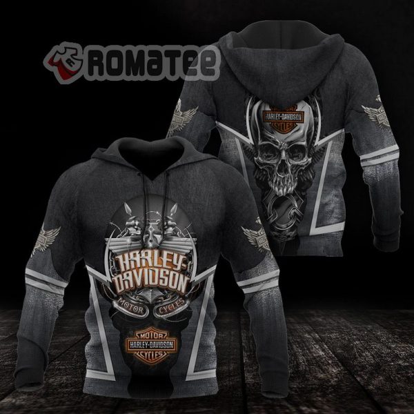 Harley Davidson Mad Skull Hoodie Double Skull Motorcycles Harley Davidson Eagle 3D All Over Print Hoodie