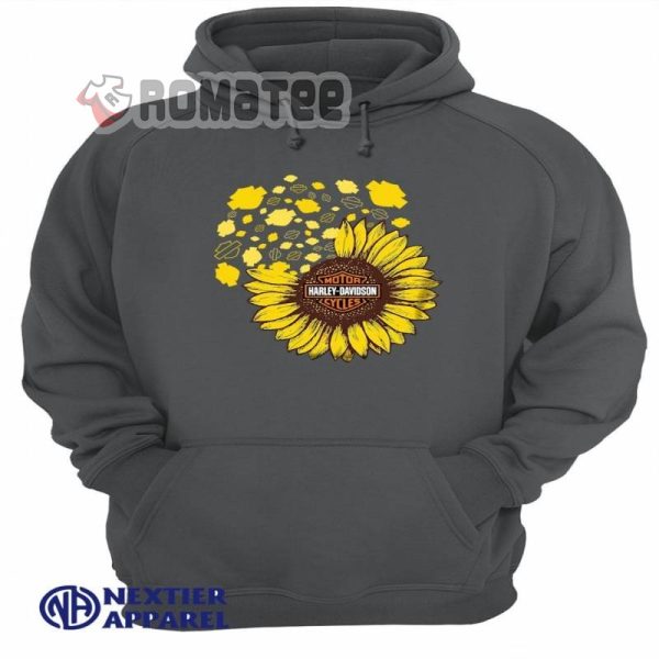 Harley Davidson Motorcycles In Sun Flower 2D Hoodie Grey